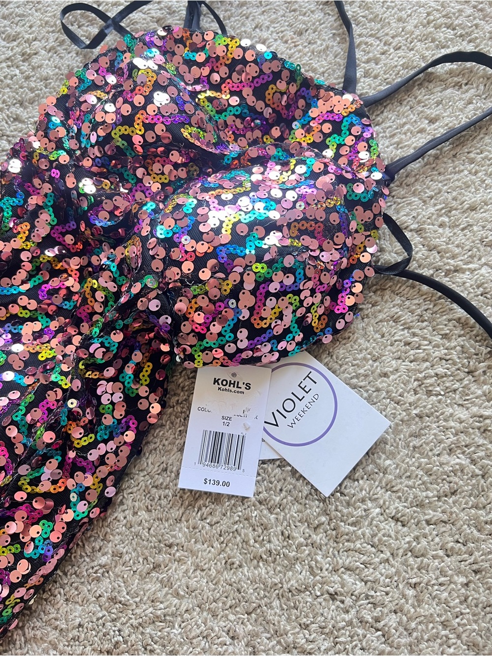 Multicolor Sequin Party Dress - (Black Base). Size 1/2